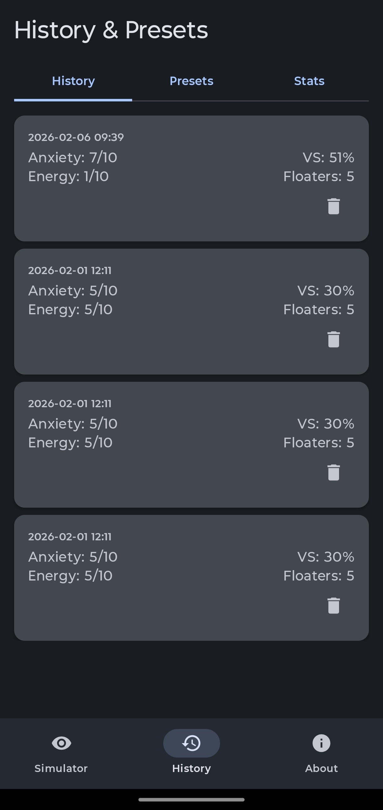 History & Analytics Screenshot